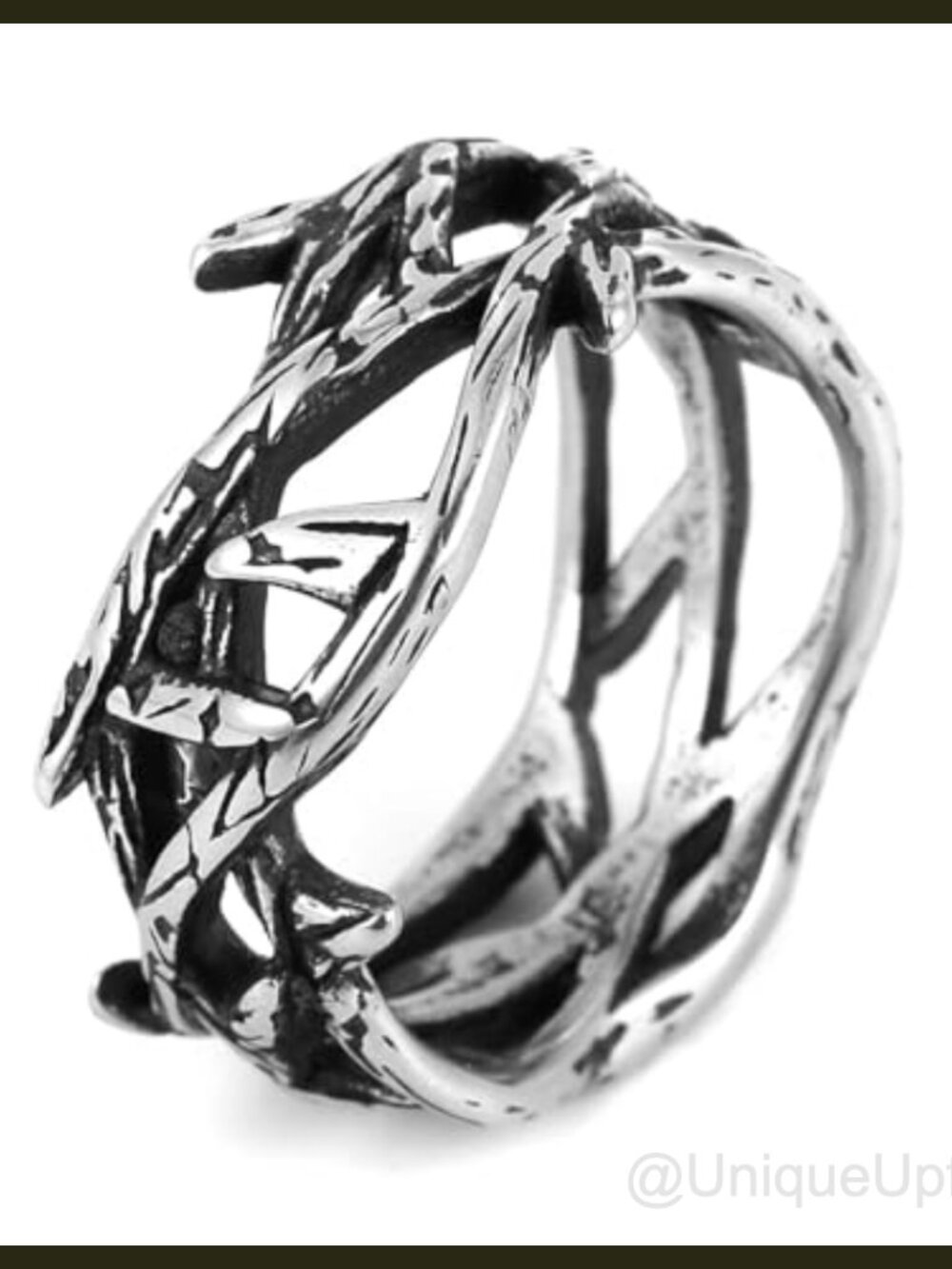 HZMAN Stainless Steel Crown of Thorns Ring Men's Statement Pinky Ring